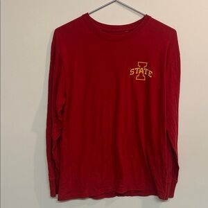 Pressbox Red Long Sleeve Tee with Gold Logo